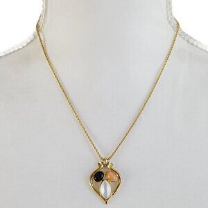 Vendome Boutique Signed Pendant Necklace Gold Tone Rope Chain 17.5" Modern EUC